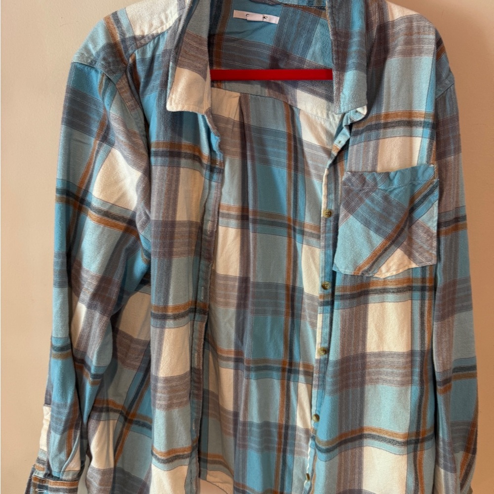 O'Neill orange and Blue Plaid Shirt